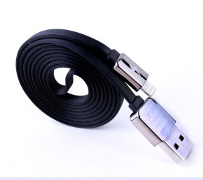 Луксозен  USB кабел тип лента REMAX за Iphone 5/5s/5c/6/6plus/iPod touch 5/iPod nano 7 черен